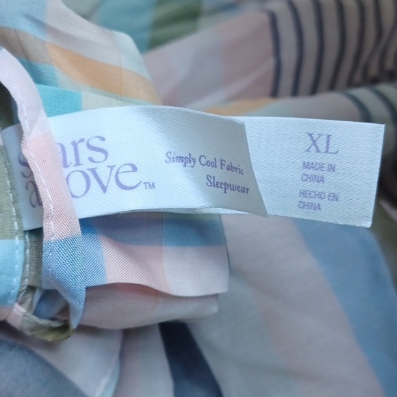 Stars Above Plaid Button Down Pajama Dress Shirt - Picture 4 of 4